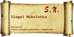 Siegel Nikoletta névjegykártya